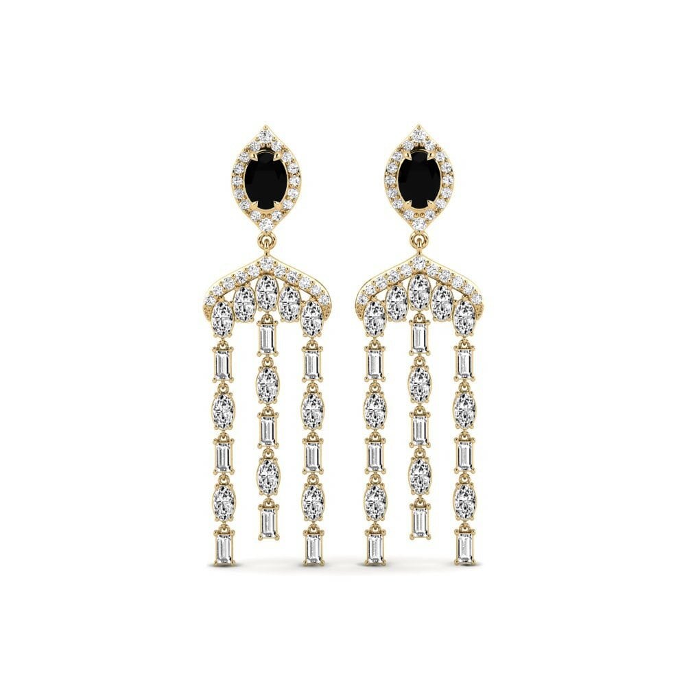 14k Yellow Gold Black Onyx Women's Earring Efflux