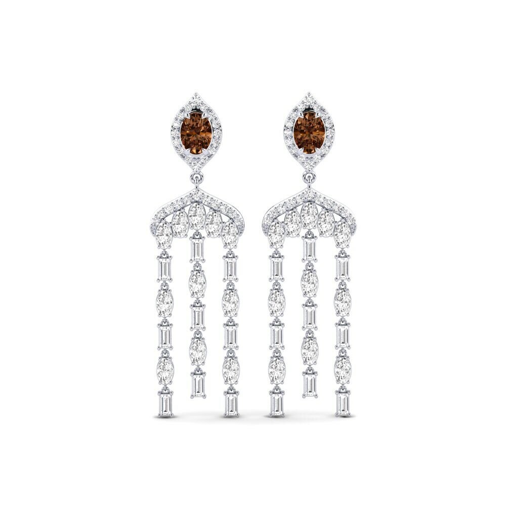 9k White Gold Brown Diamond Women's Earring Efflux