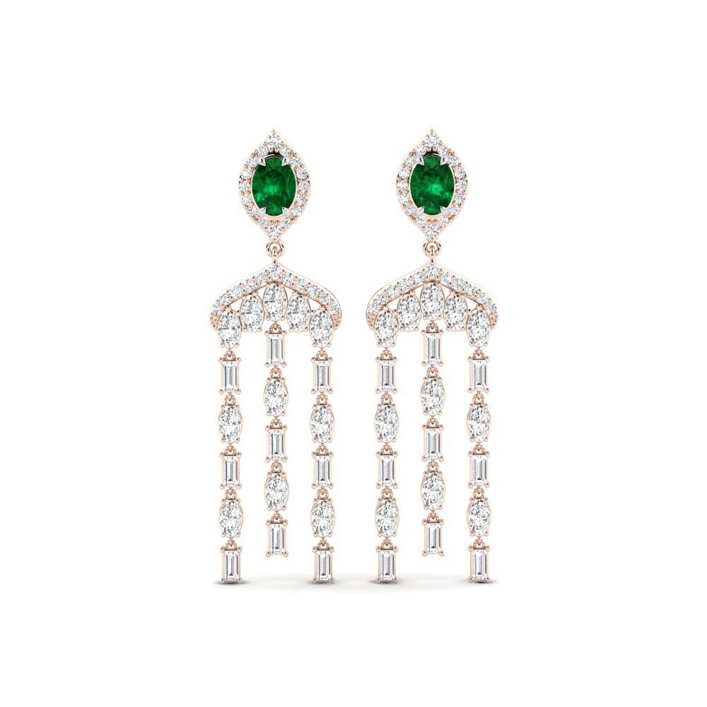 14k Rose & White Gold Emerald (Lab Created) Women's Earring Efflux
