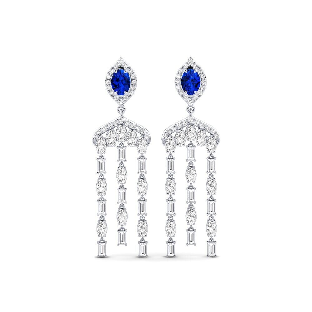 9k White Gold Sapphire (Lab Created) Women's Earring Efflux