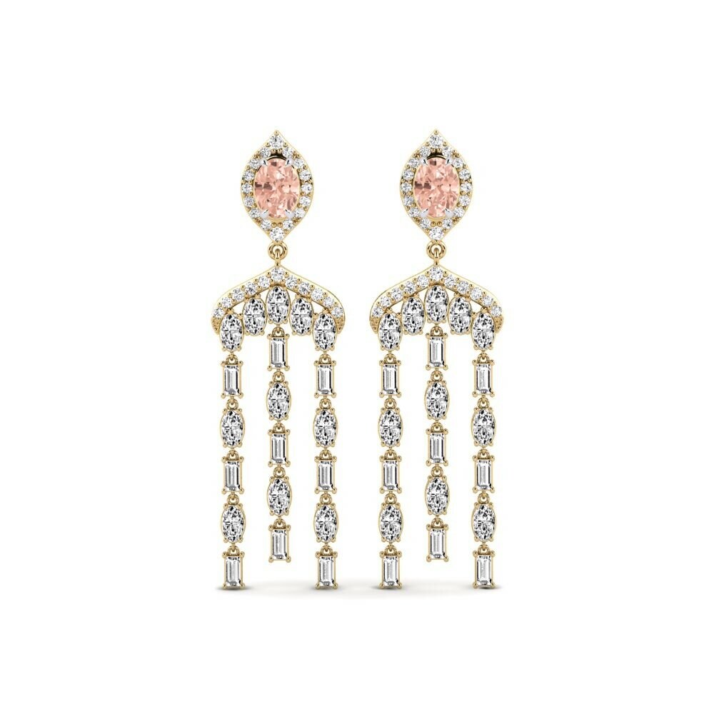 14k Yellow & White Gold Morganite Women's Earring Efflux