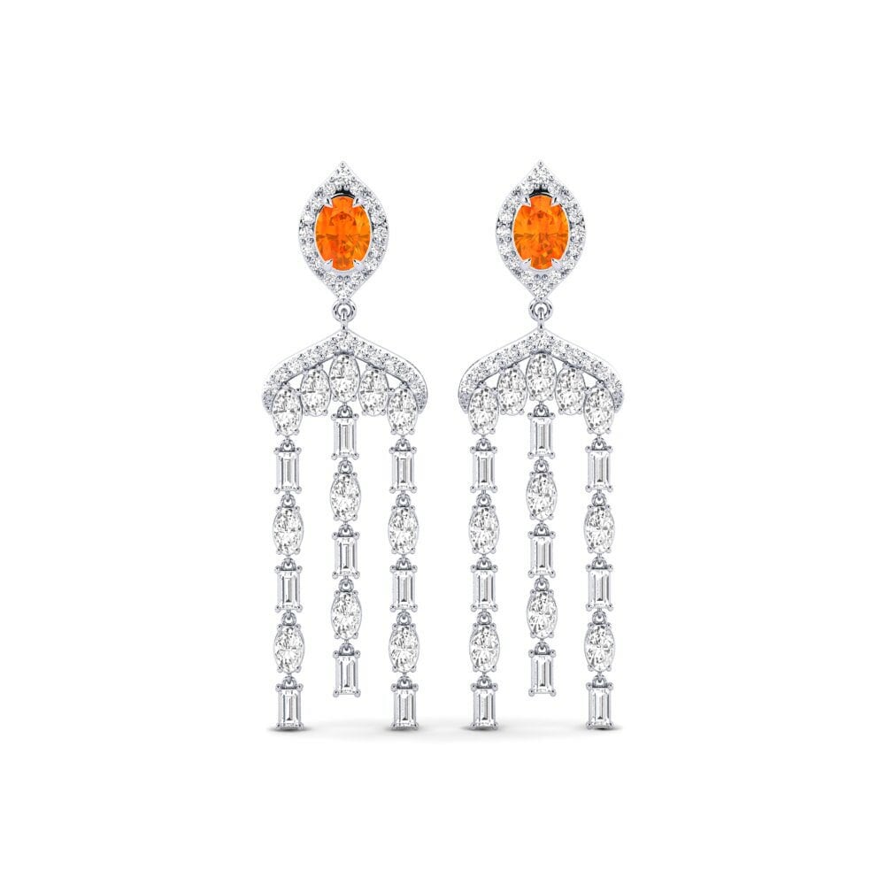 9k White Gold Orange Sapphire Women's Earring Efflux