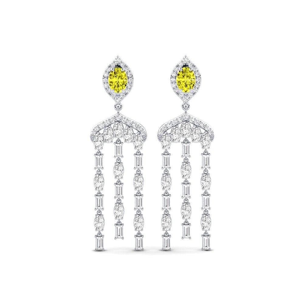 9k White Gold Yellow Diamond Women's Earring Efflux