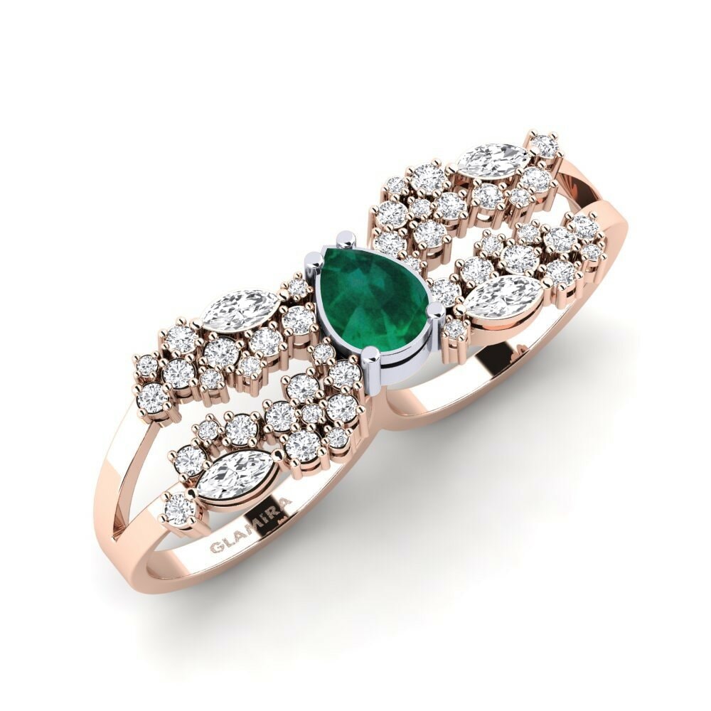 Or Rose& Blanc 14k Émeraude Bague Fagulha