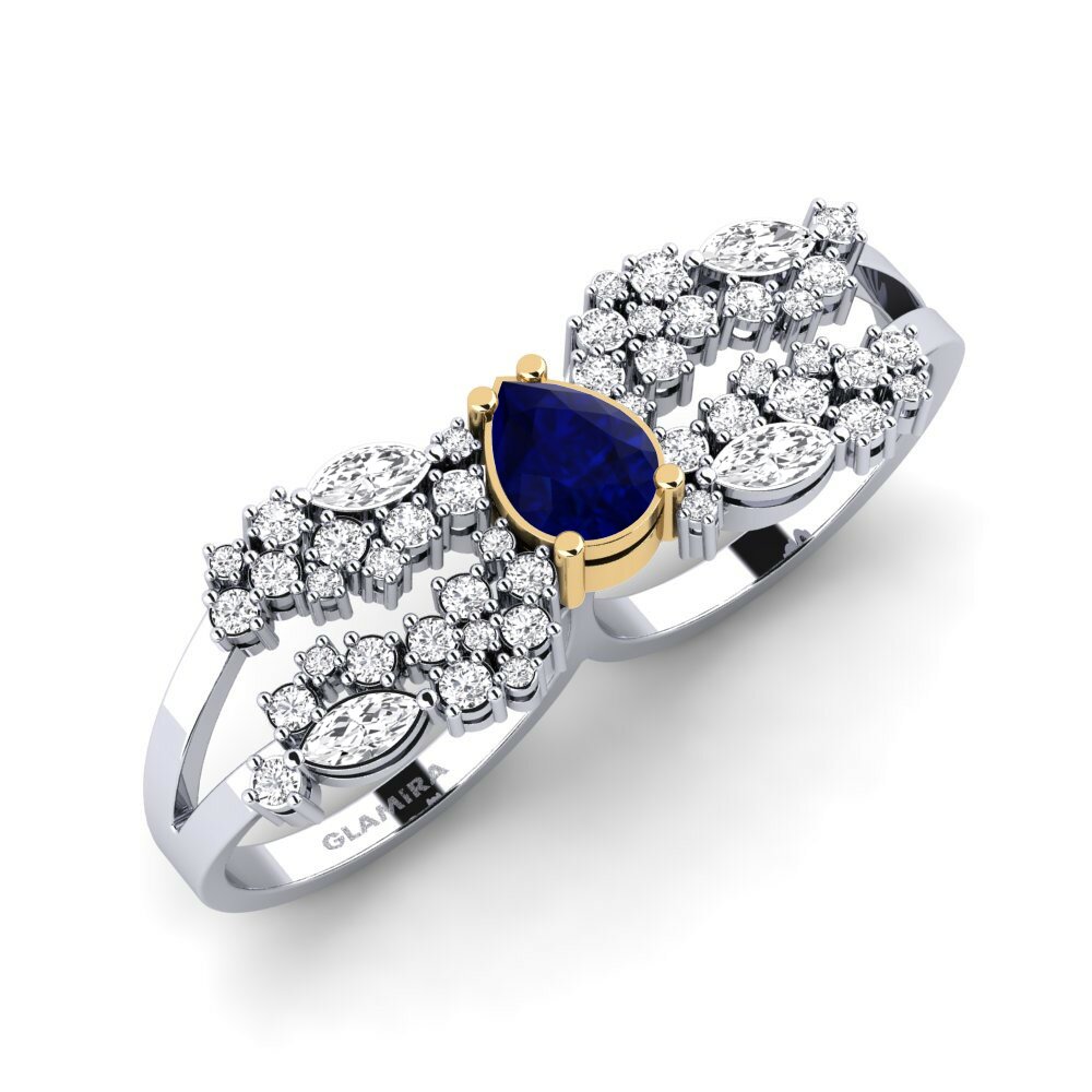 9k White & Yellow Gold Sapphire Ring Fagulha
