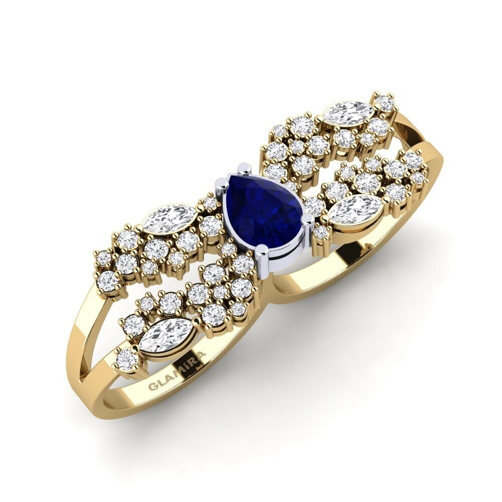 Vàng-Trắng 9K Đá Sapphire Nhẫn Fagulha
