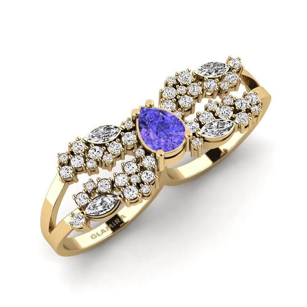 Or Jaune 18k Tanzanite Bague Fagulha