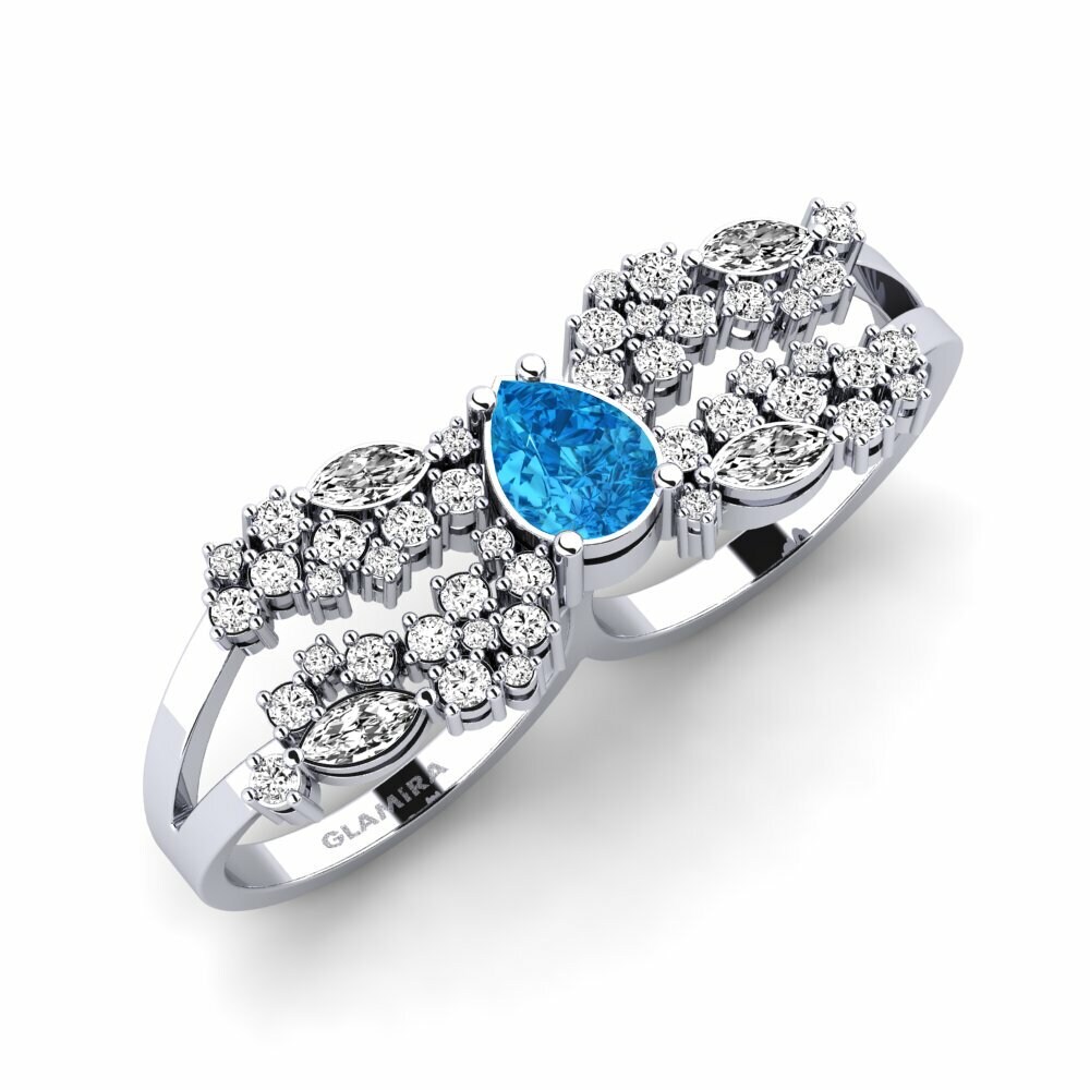 9k White Gold Blue Topaz Ring Fagulha