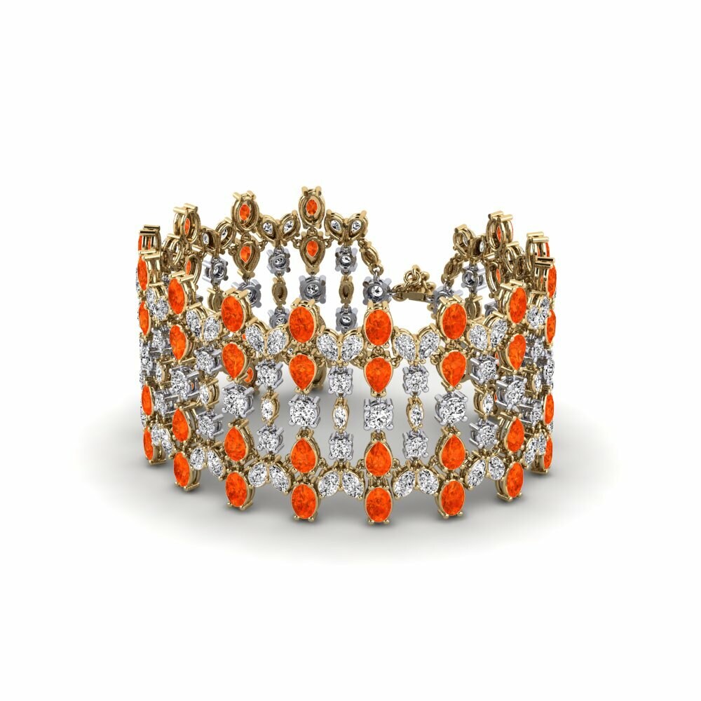 14k Yellow & White Gold Fire-Opal Women's Bracelet Feny