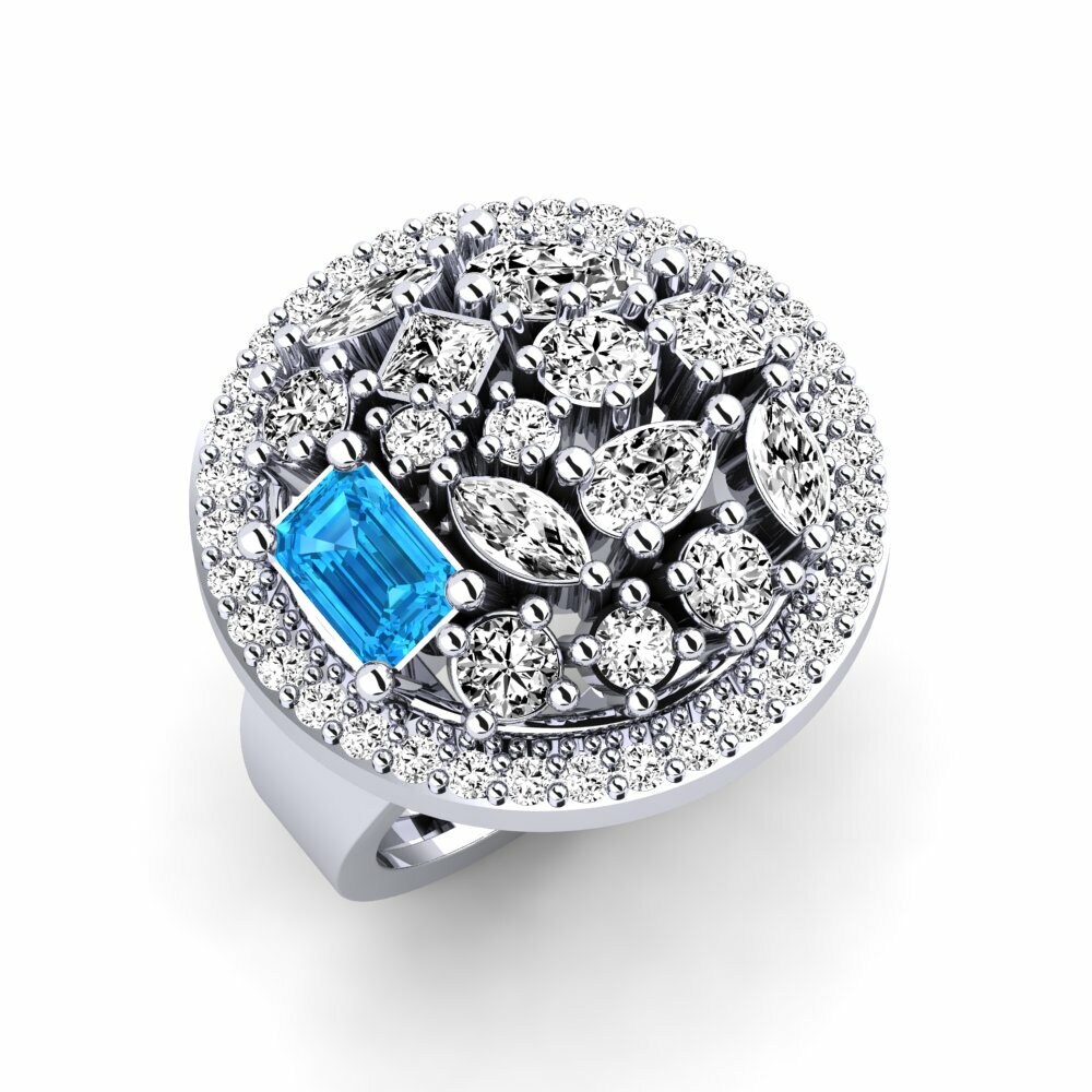 9k White Gold Blue Topaz Ring Fingal