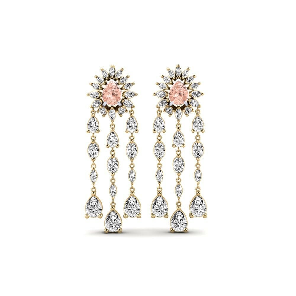 14k Yellow & White Gold Morganite Women's Earring Floed