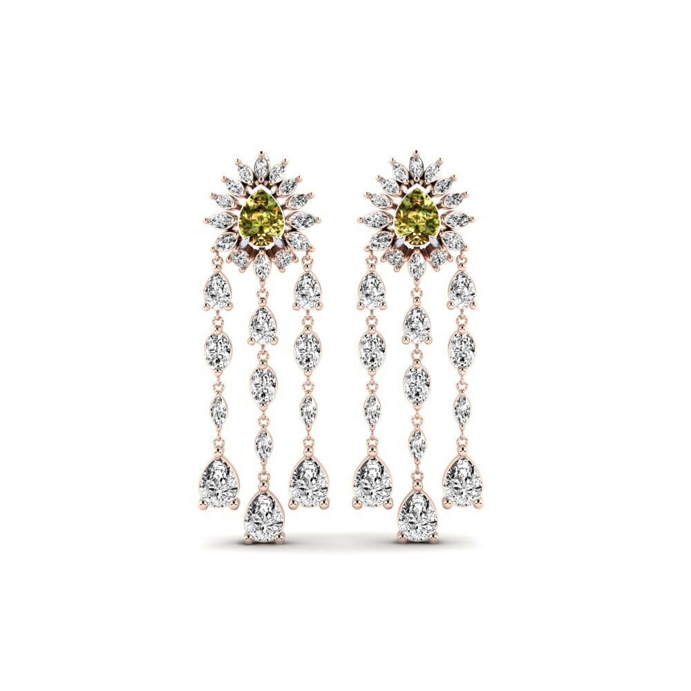 14k Rose & White Gold Sultan Stone Women's Earring Floed