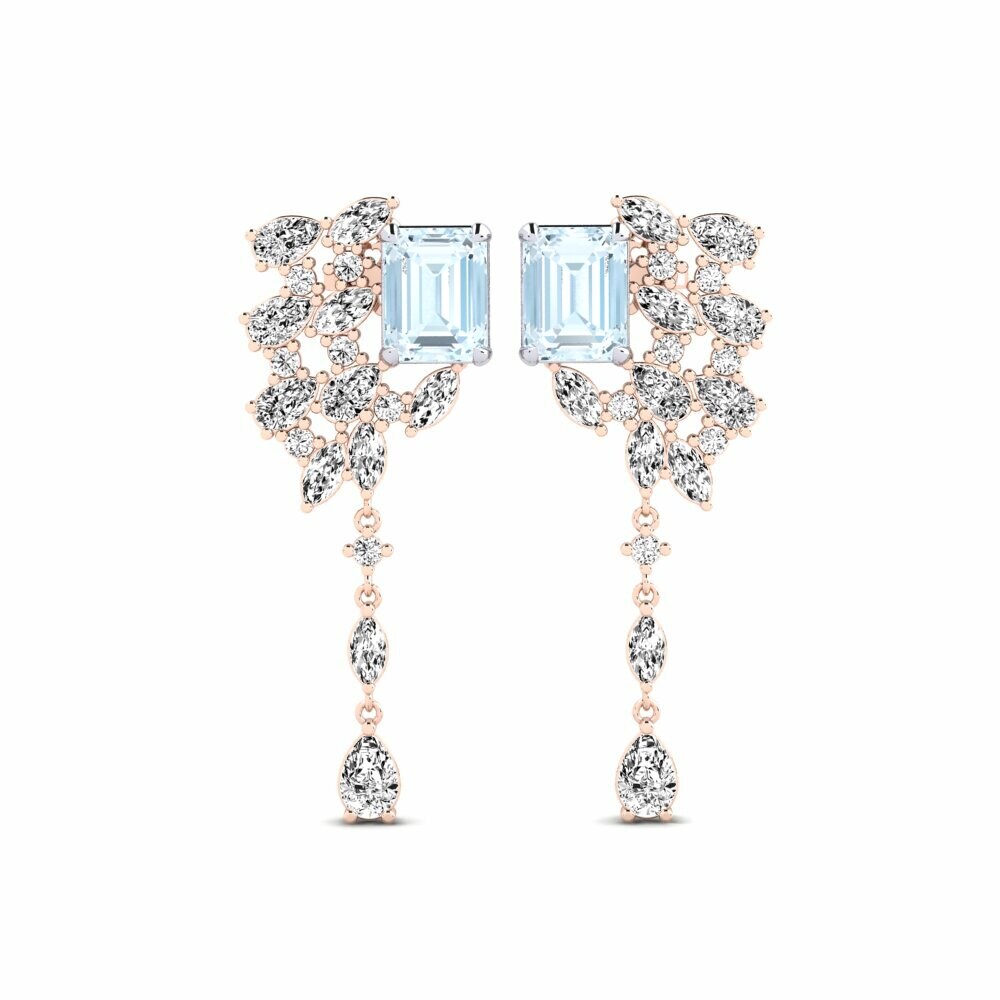 14k Rose & White Gold Aquamarine Women's Earring Fluxo