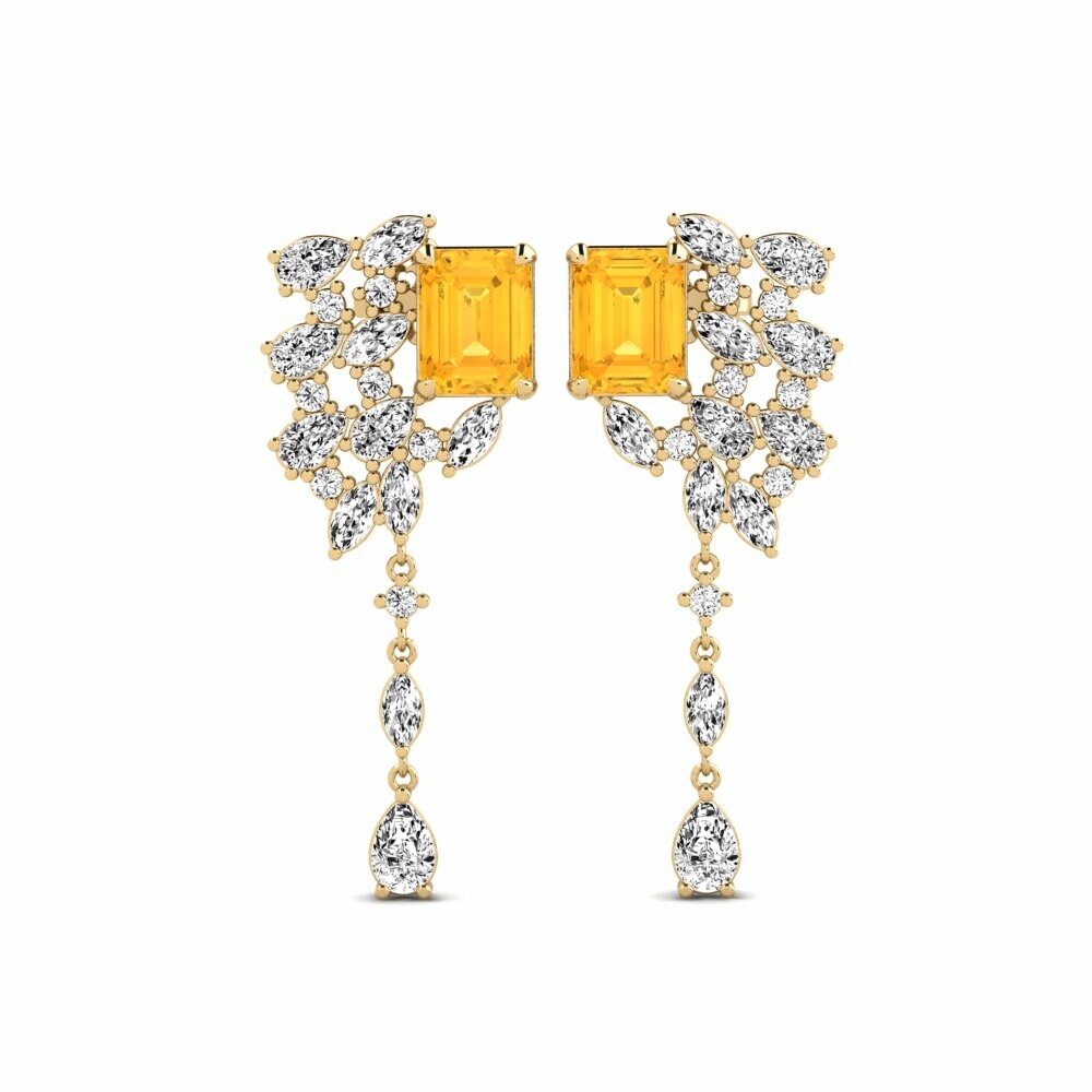 14k Yellow Gold Citrine Women's Earring Fluxo