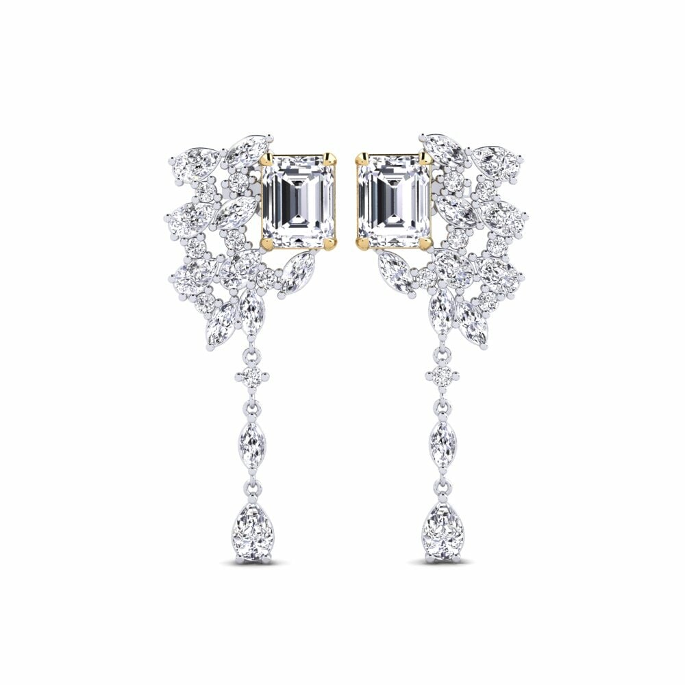 14k White & Yellow Gold Diamond Women's Earring Fluxo