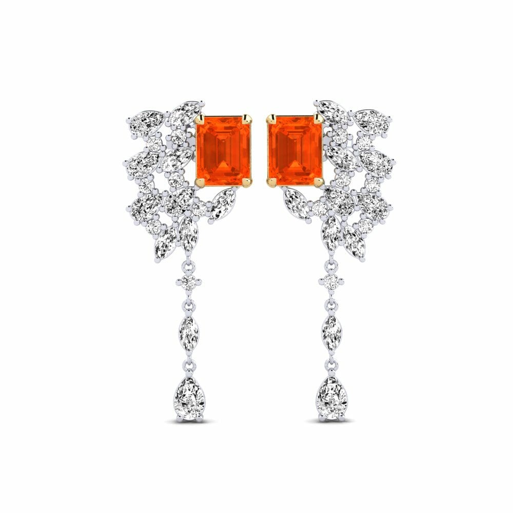 14k White & Yellow Gold Fire-Opal Women's Earring Fluxo