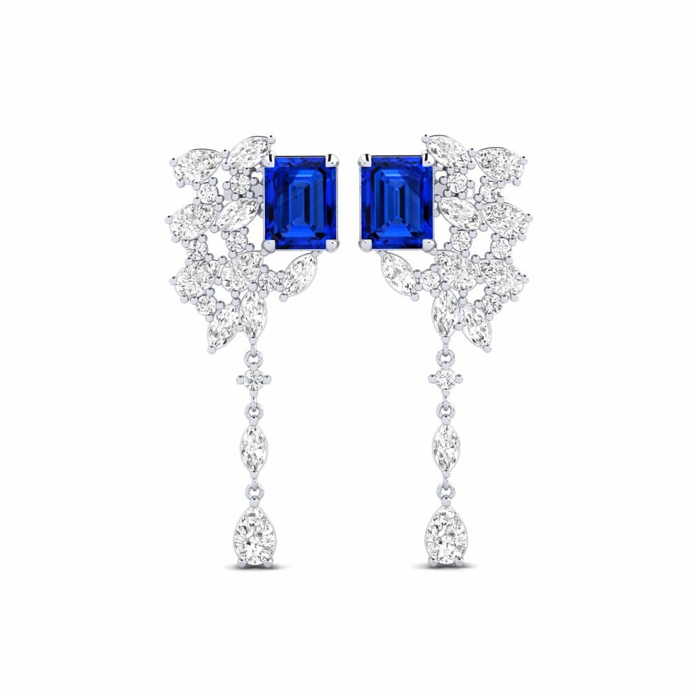 9k White Gold Sapphire (Lab Created) Women's Earring Fluxo