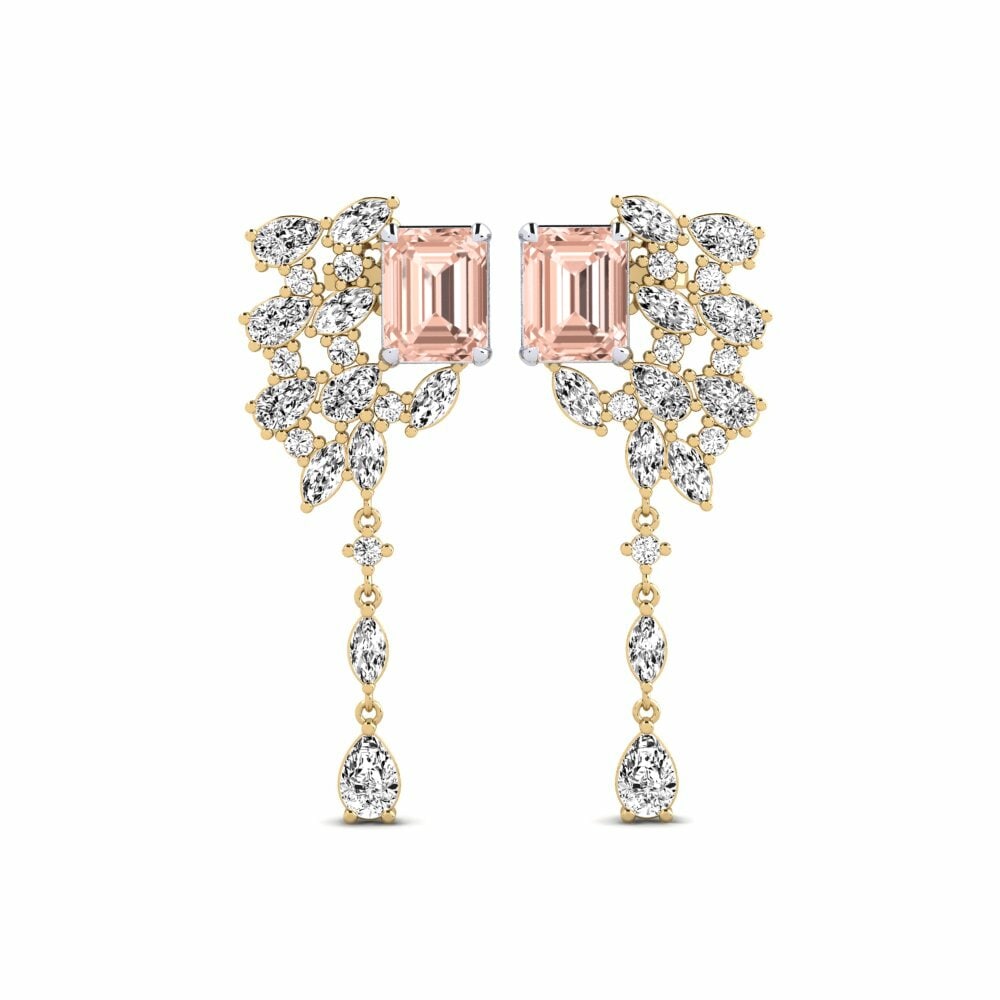 14k Yellow & White Gold Morganite Women's Earring Fluxo