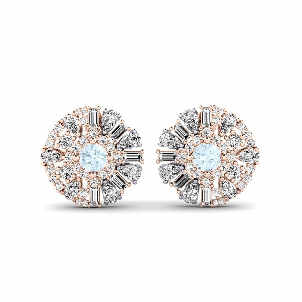 14k Rose & White Gold Aquamarine Women's Earring Flyde
