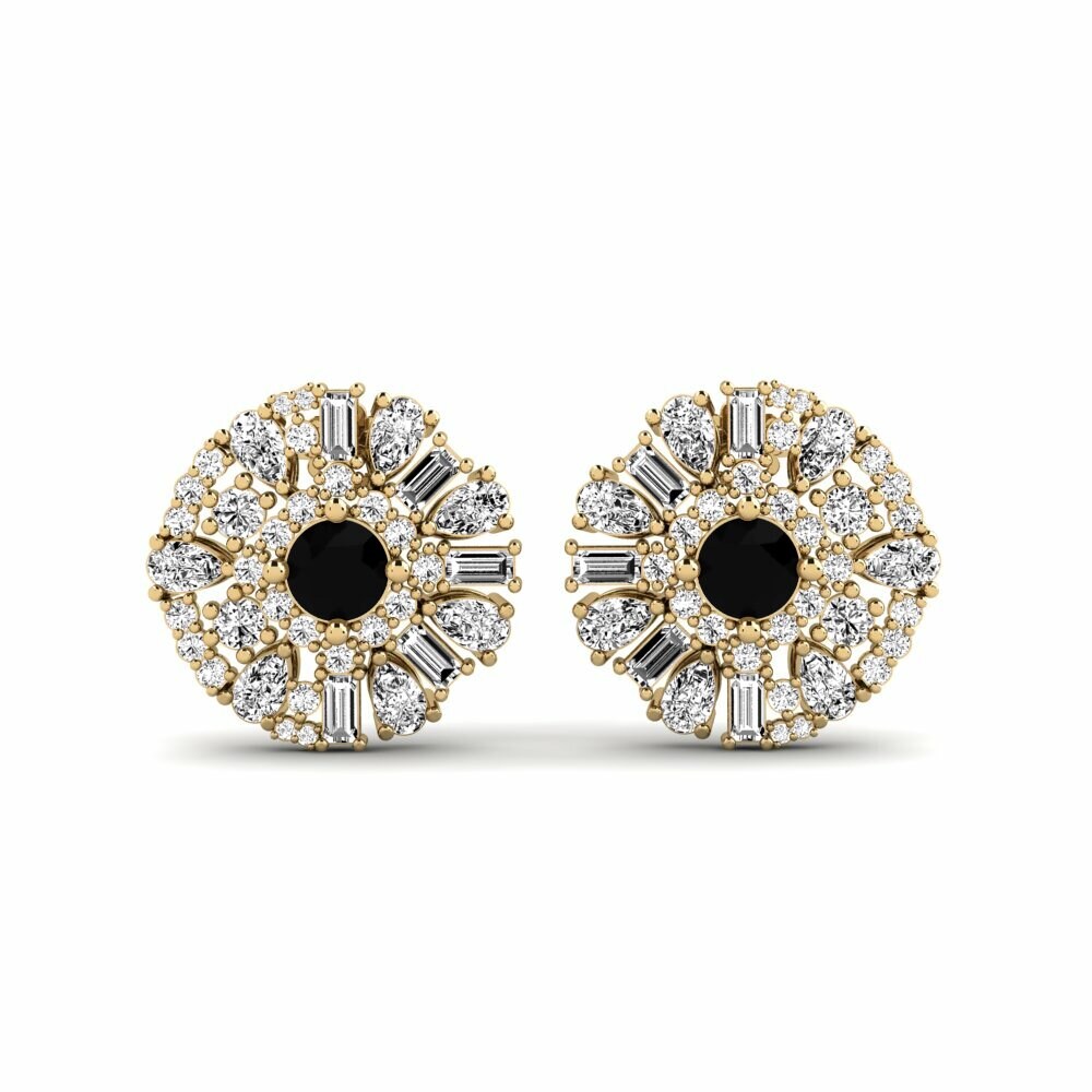 14k Yellow Gold Black Onyx Women's Earring Flyde
