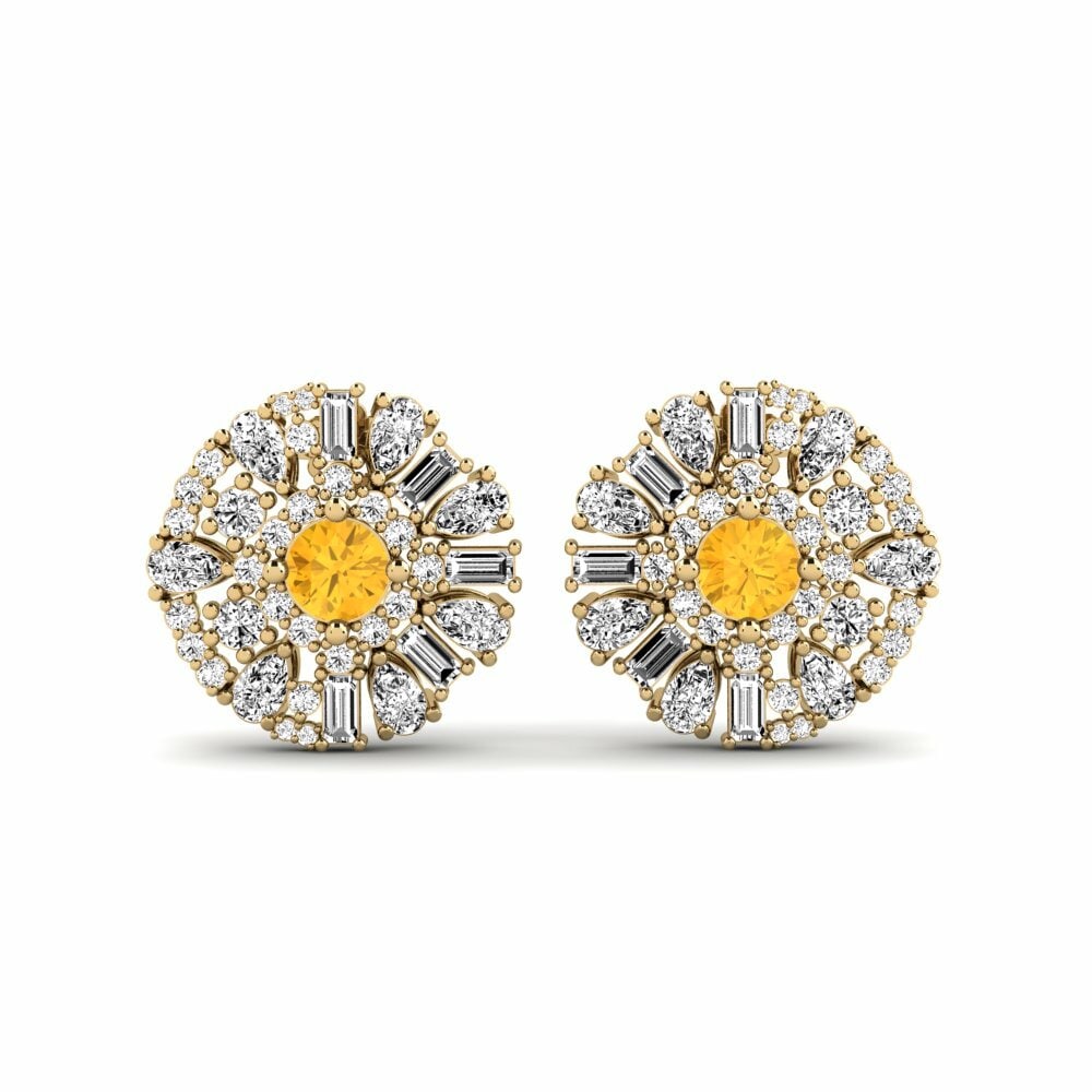 14k Yellow Gold Citrine Women's Earring Flyde