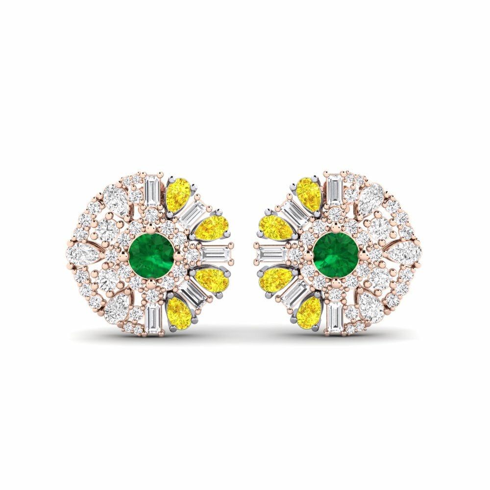14k Rose & White Gold Emerald (Lab Created) Women's Earring Flyde