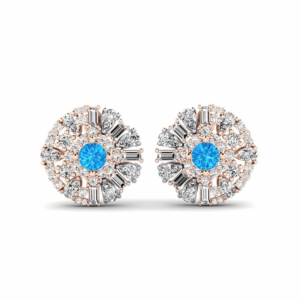 14k Rose & White Gold Blue Topaz Women's Earring Flyde