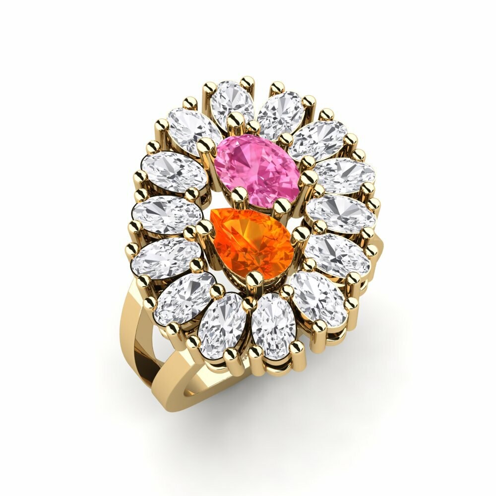 Or Jaune 18k Saphir orange Bague Gerel