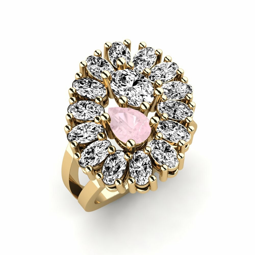 Or Jaune 18k Quartz Rose Bague Gerel