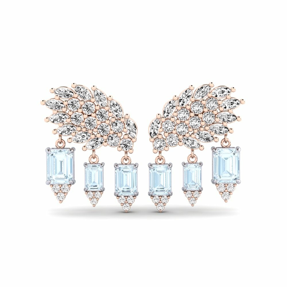14k Rose & White Gold Aquamarine Women's Earring Gnist