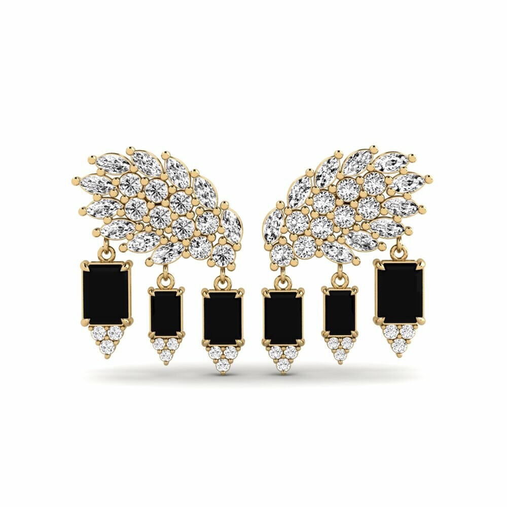 14k Yellow Gold Black Onyx Women's Earring Gnist