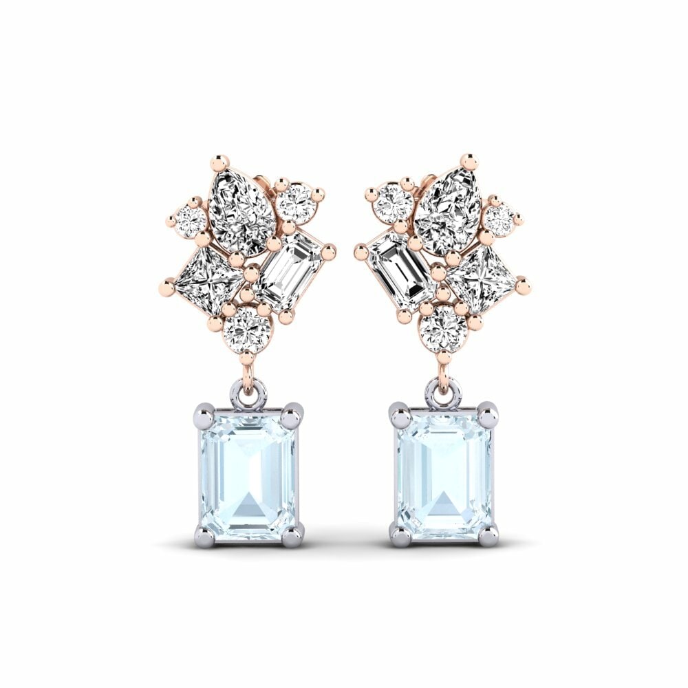 14k Rose & White Gold Aquamarine Women's Earring Haedus