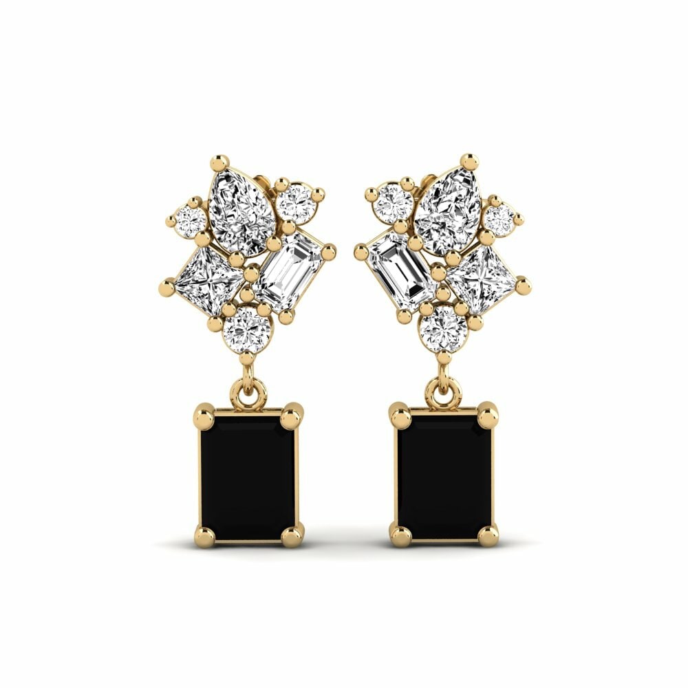 14k Yellow Gold Black Onyx Women's Earring Haedus