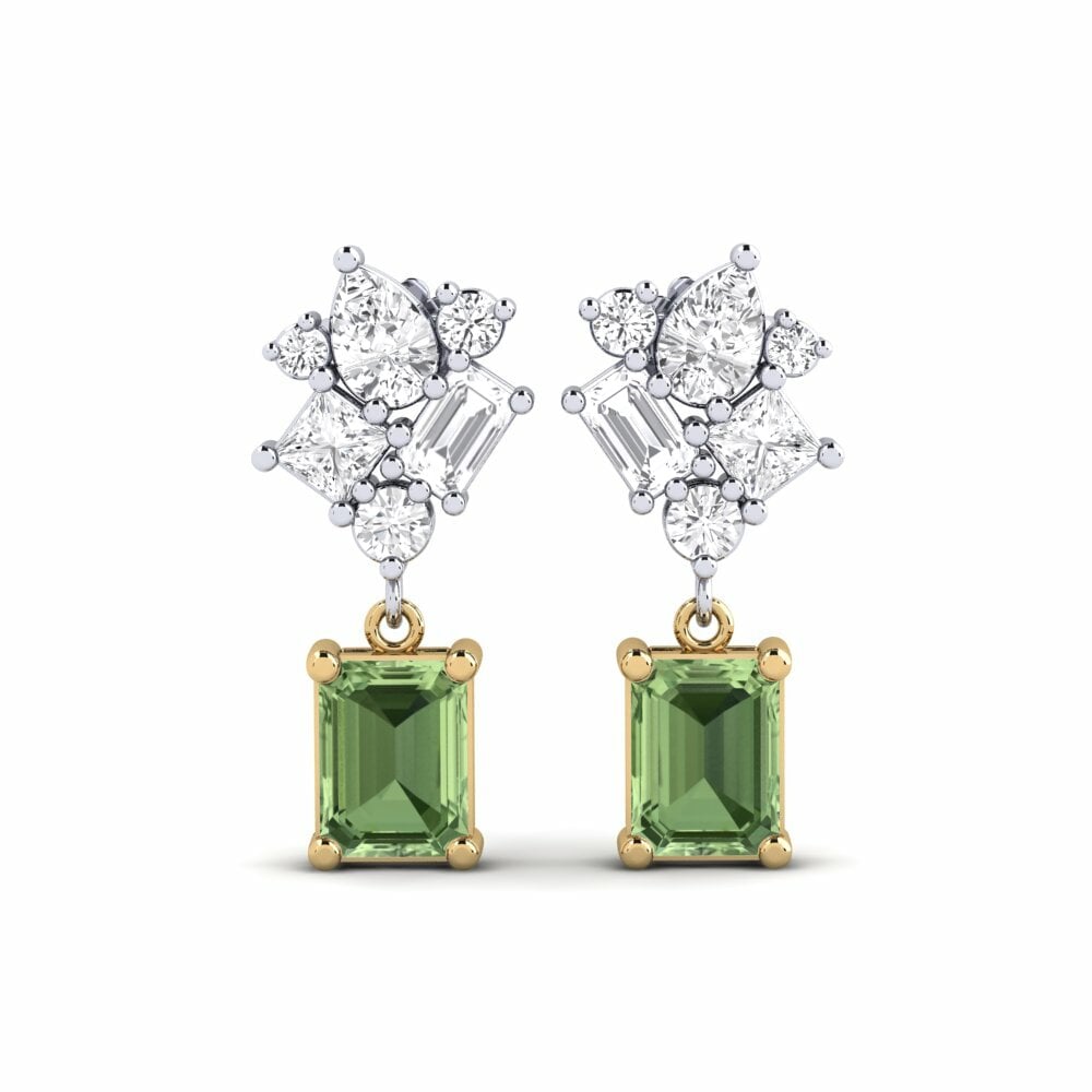 14k White & Yellow Gold Green Sapphire Women's Earring Haedus