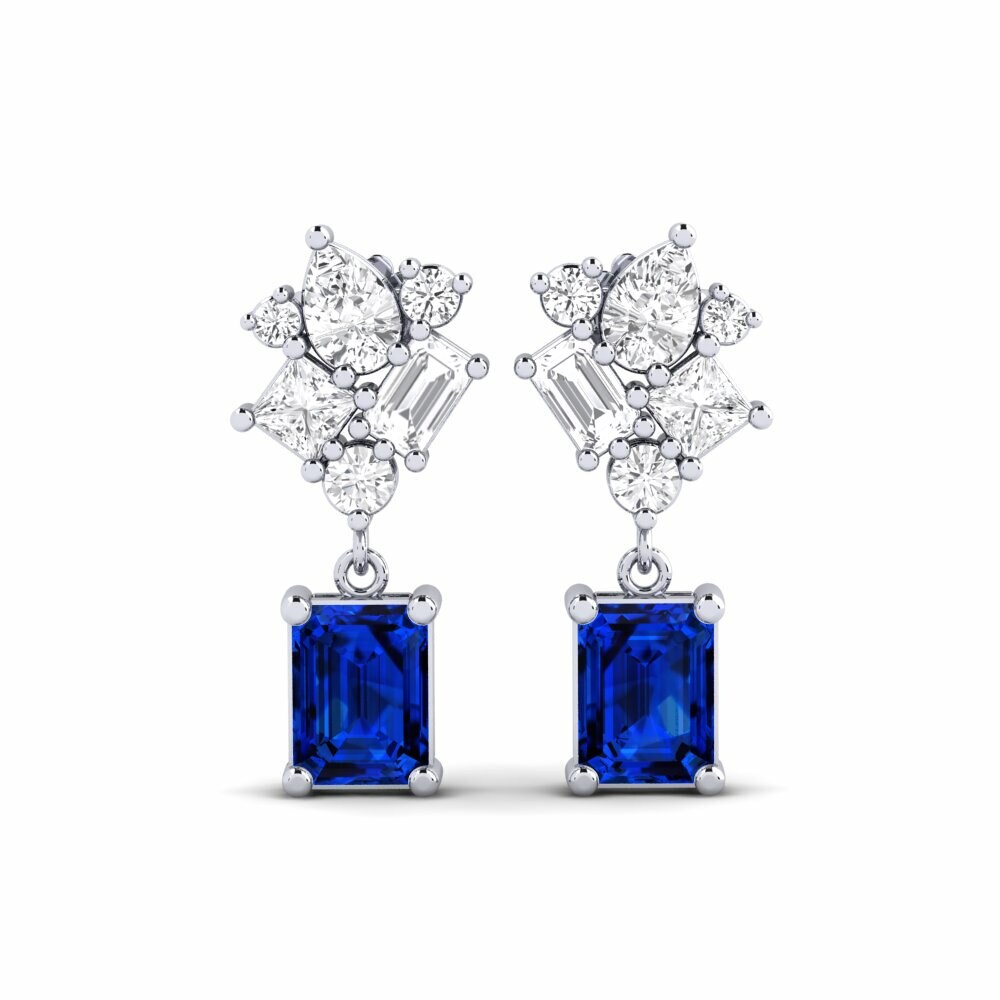 9k White Gold Sapphire (Lab Created) Women's Earring Haedus