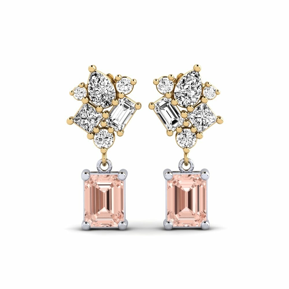 14k Yellow & White Gold Morganite Women's Earring Haedus