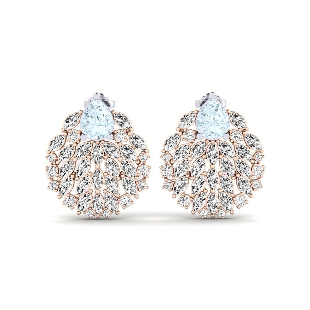 14k Rose & White Gold Aquamarine Women's Earring Hohtavat
