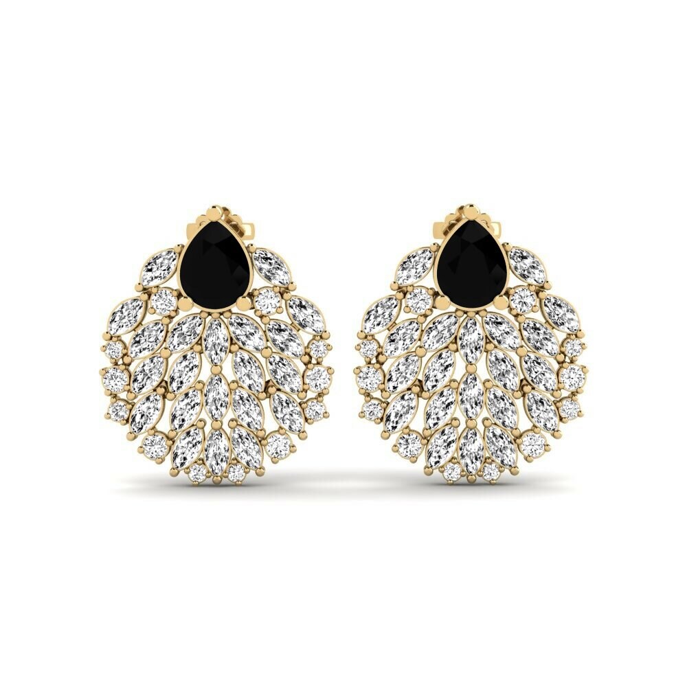14k Yellow Gold Black Onyx Women's Earring Hohtavat