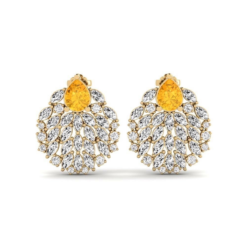 14k Yellow Gold Citrine Women's Earring Hohtavat