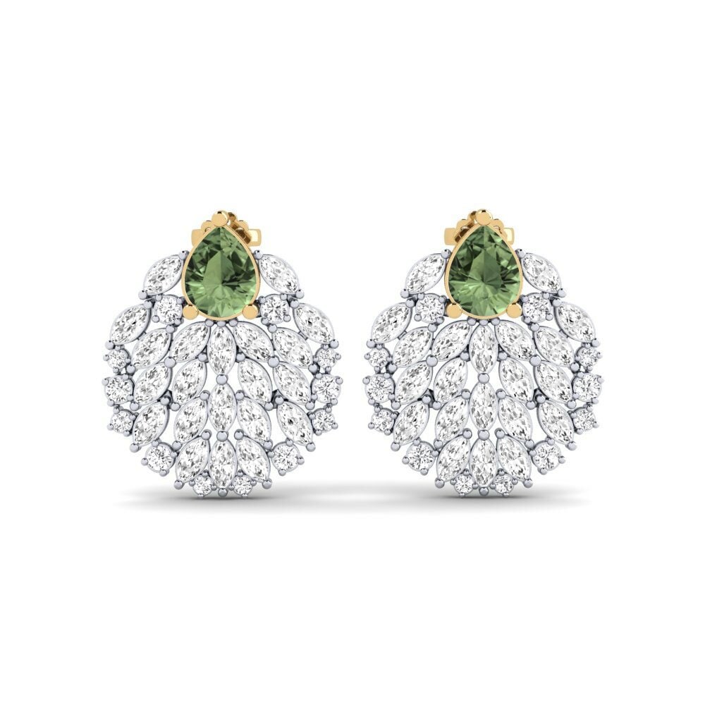 14k White & Yellow Gold Green Sapphire Women's Earring Hohtavat