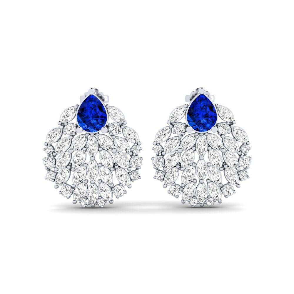 9k White Gold Sapphire (Lab Created) Women's Earring Hohtavat
