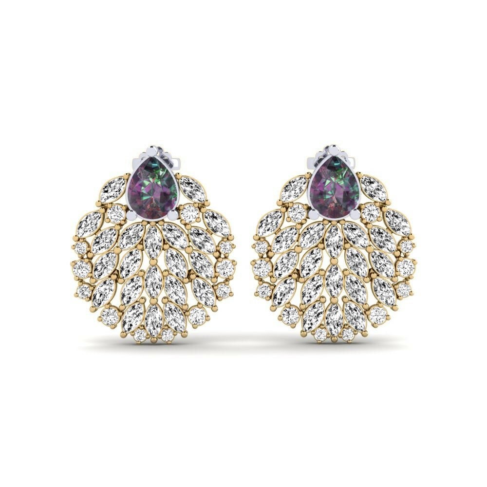 14k Yellow & White Gold Mystic Topaz Women's Earring Hohtavat