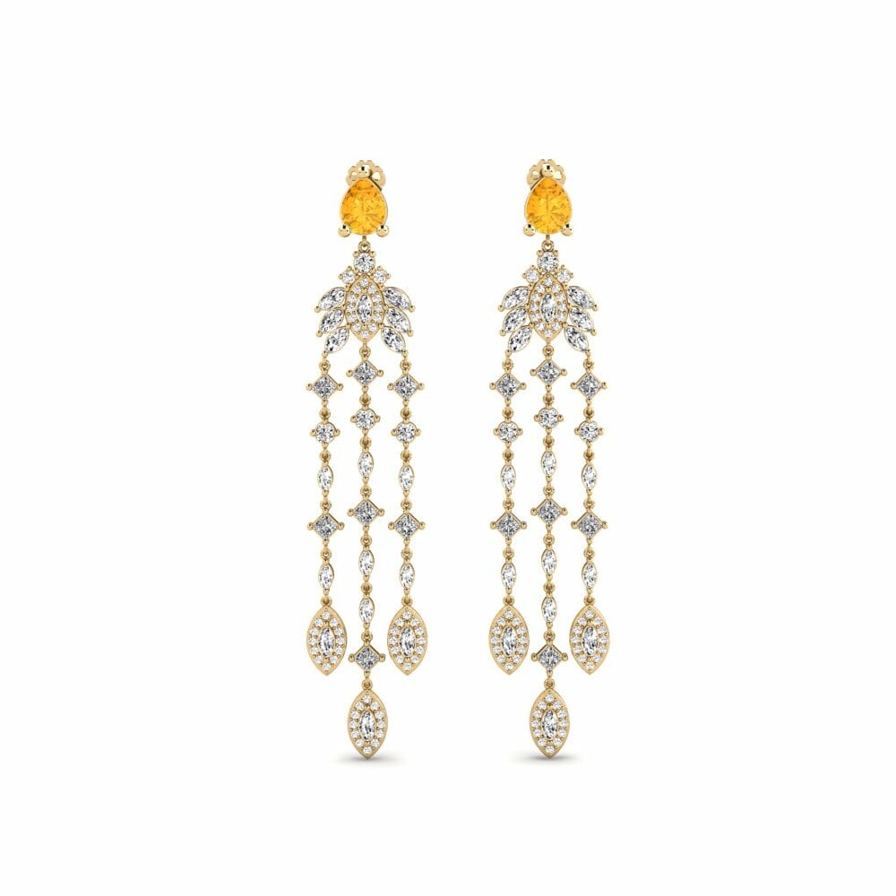 14k Yellow Gold Citrine Women's Earring Inundatio
