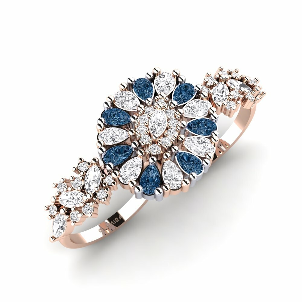 18k Rose & White Gold Blue Diamond Ring Inundazione