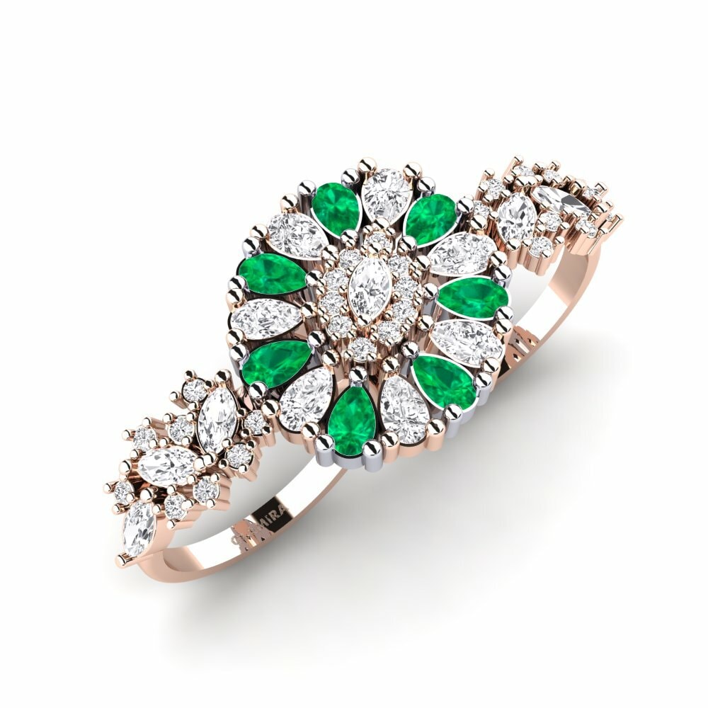 Or Rose& Blanc 14k Émeraude Bague Inundazione