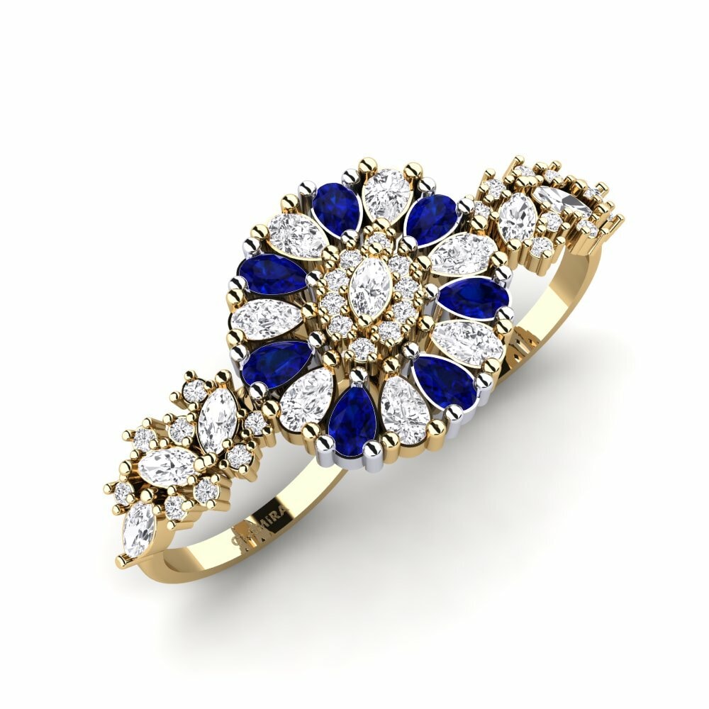 Vàng-Trắng 9K Đá Sapphire Nhẫn Inundazione