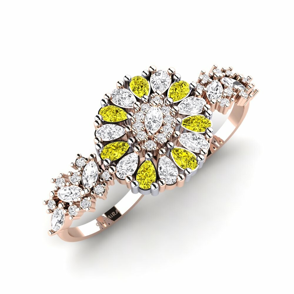 18k Rose & White Gold Yellow Diamond Ring Inundazione