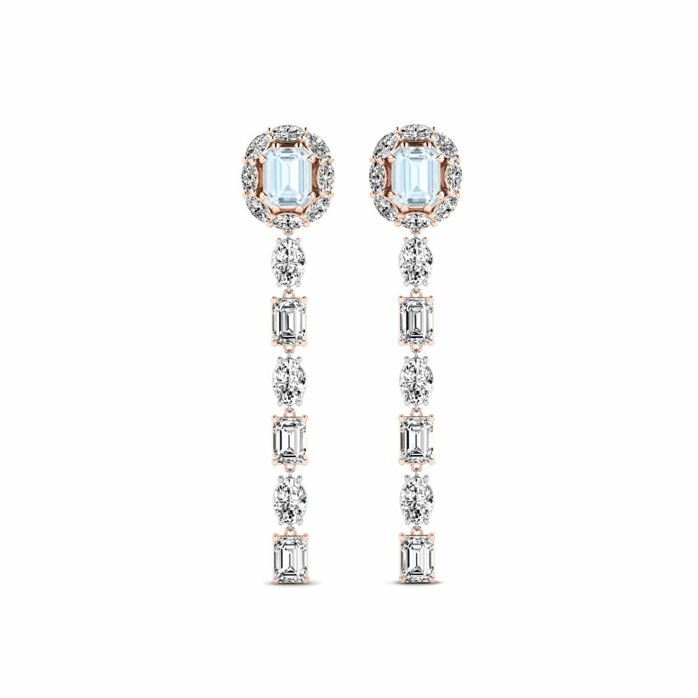 14k Rose & White Gold Aquamarine Women's Earring Inundo