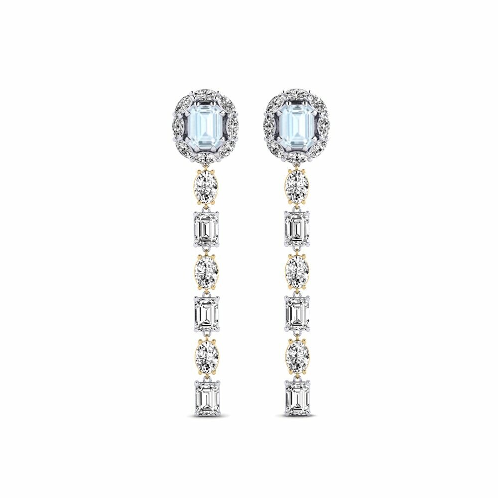 14k White & Yellow Gold Aquamarine Women's Earring Inundo