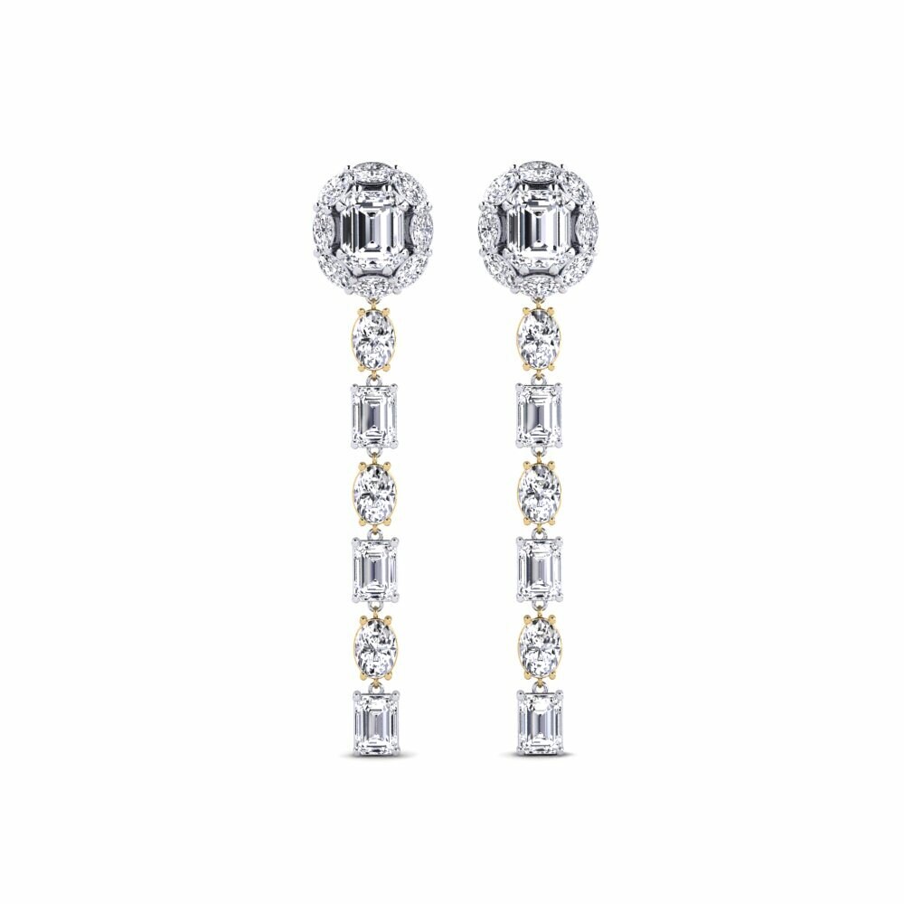 14k White & Yellow Gold Diamond Women's Earring Inundo